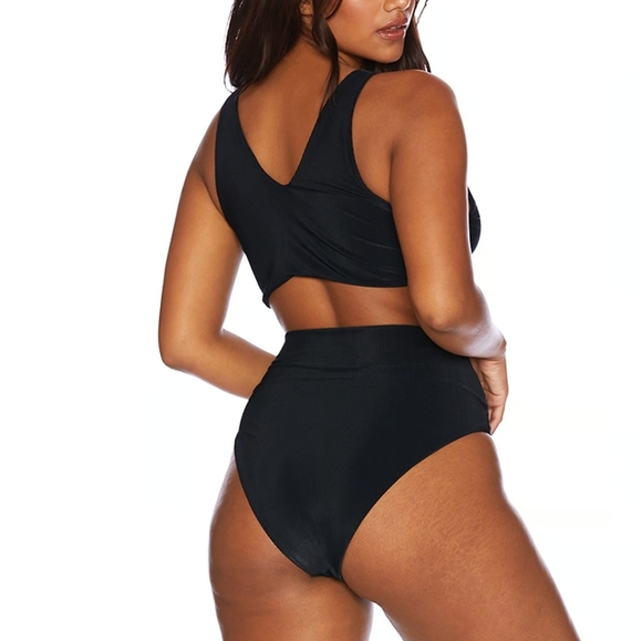 New!Beach Riot Emma Bikini Bottom‎ Solid Black Rib - Picture 4 of 10